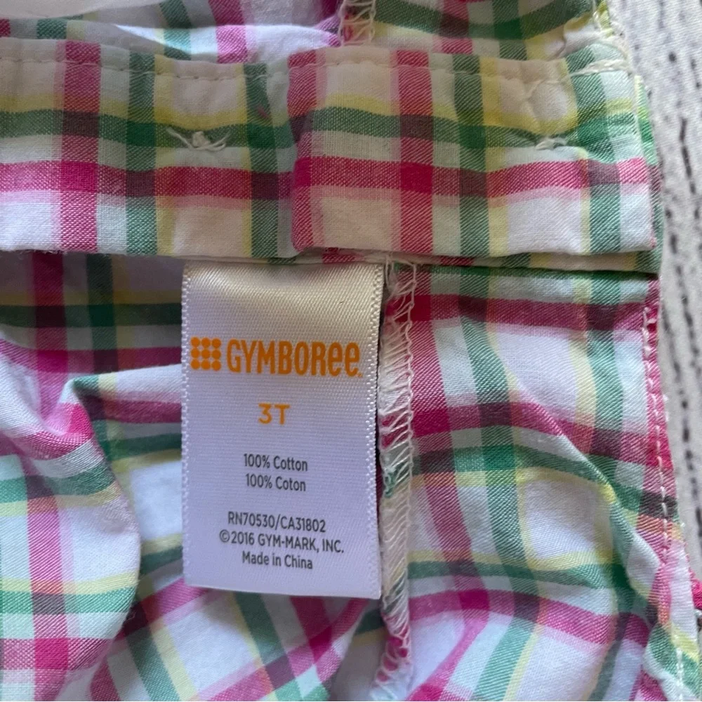 Gymboree Pink & Green Plaid Ruffle Sundress Size 3T
